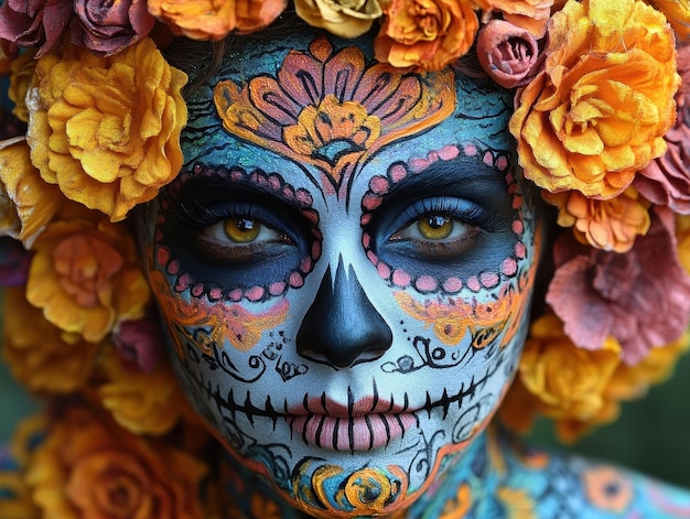 Creative Day of the Dead makeup ideas images showcasing unique and detailed sugar skull face paint designs