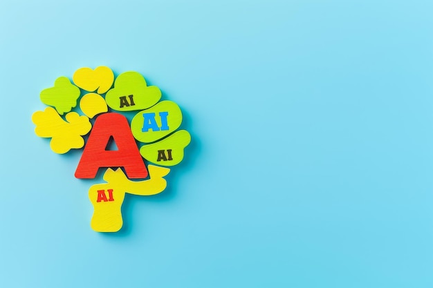 Creative depiction of AI brain made from puzzle pieces symbolizing problem solving and cognitive f