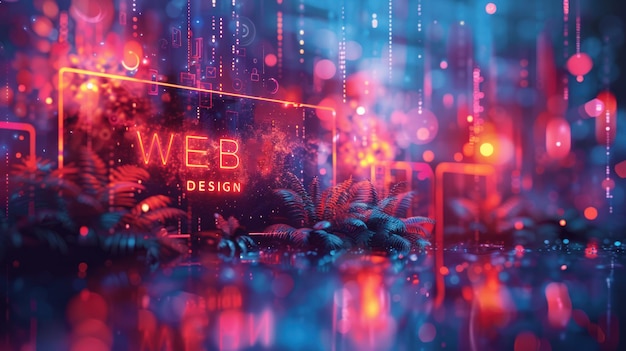 Photo creative design concepts for web design featuring vibrant digital elements in a futuristic look