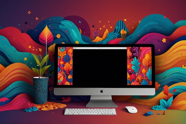 Creative Desktop Background with Bright Patterns and Bold Graphics