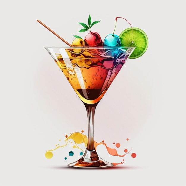 Creative Digital Art Cocktail Drink