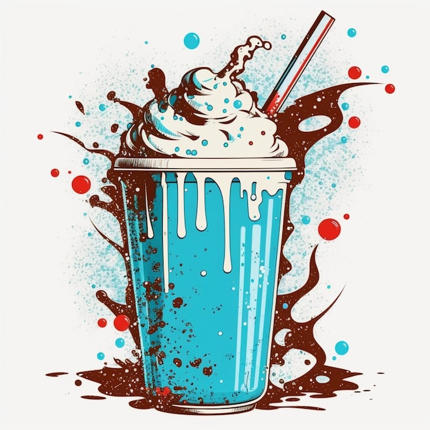 Creative Digital Art Milkshake Cold Drink