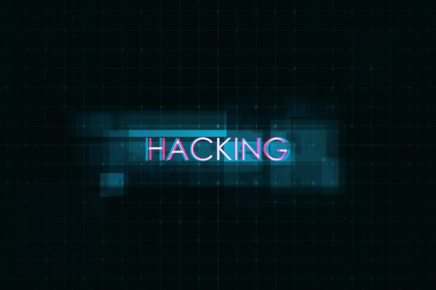 Creative digital text on dark background Hacking technology and ai concept 3D Rendering