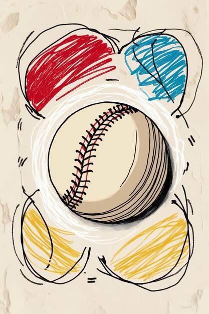 Photo creative doodle baseball illustration