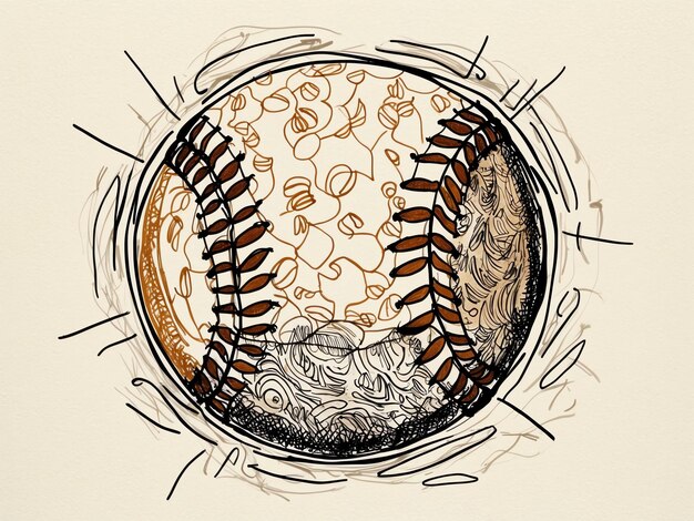 Photo creative doodle baseball illustration