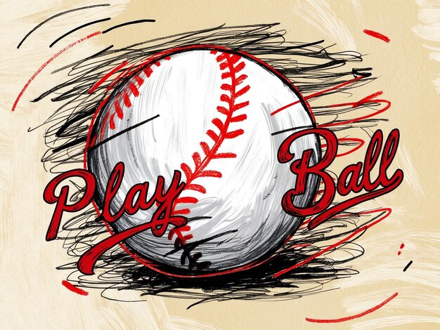 Photo creative doodle baseball illustration