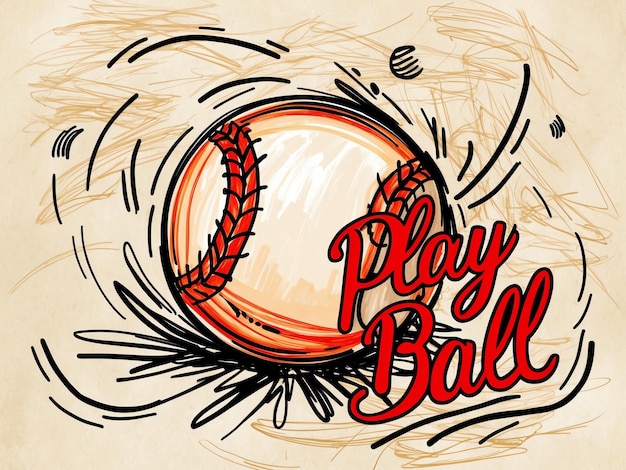 Photo creative doodle baseball illustration