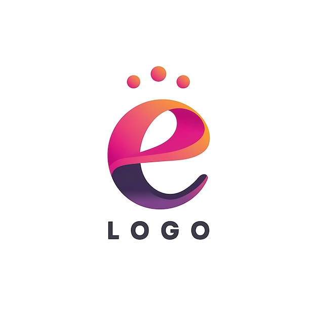 Photo creative e letter logo flat design vector illustration