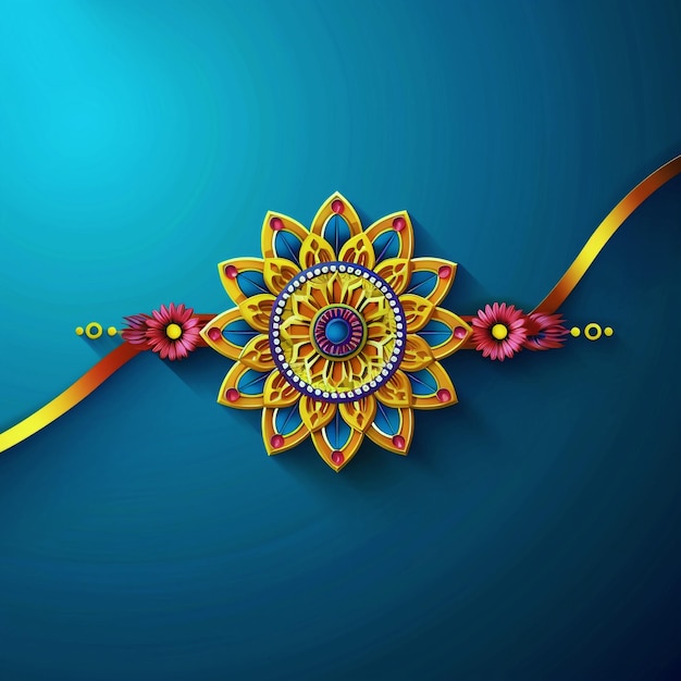 Creative elegant beautiful Rakhi design blue background for Raksha bandhan design template hinduism