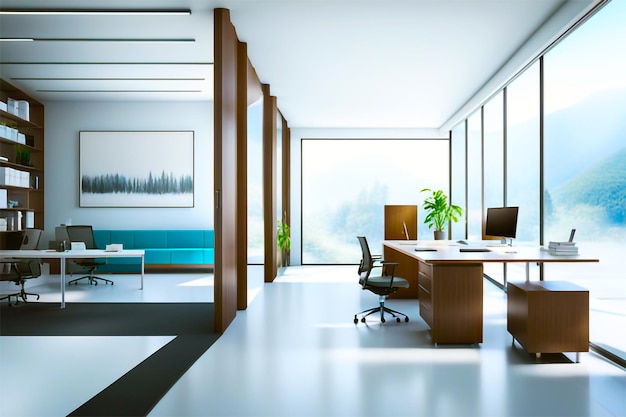 Creative Empty office space with desk and chair