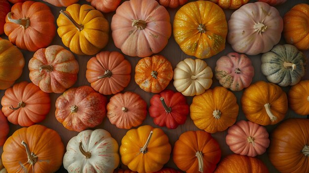 Creative Fall layout made of pumpkins Autumn Halloween or Thanksgiving season concep Generative AI