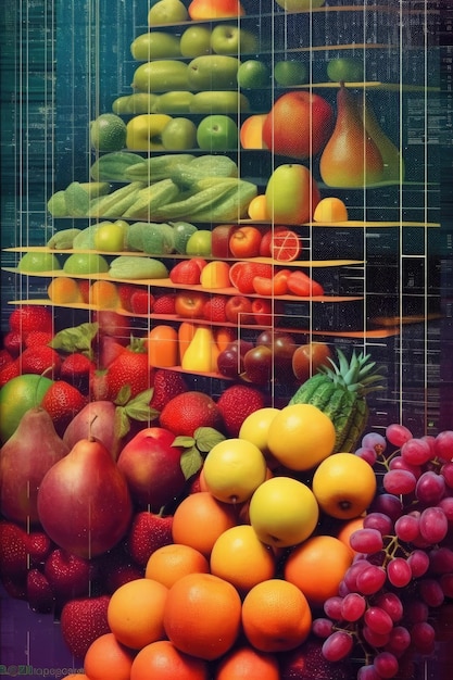 Creative flat lay composition of various fruits Generative AI