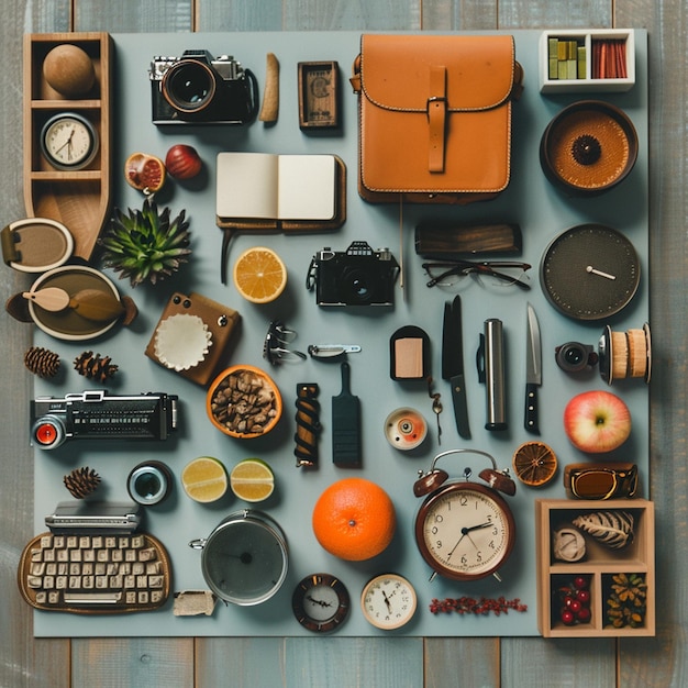 Photo creative flat lay inspiration designing aesthetically pleasing object layouts