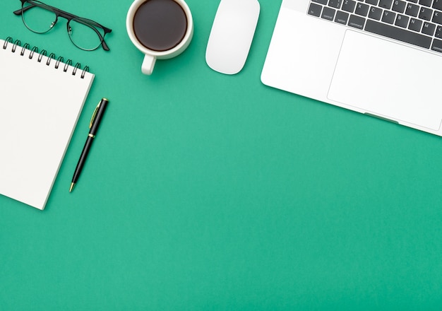 Creative flat lay photo of workspace desk