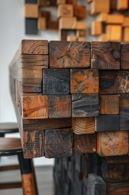 Photo creative furniture made from reclaimed materials promoting sustainability in design