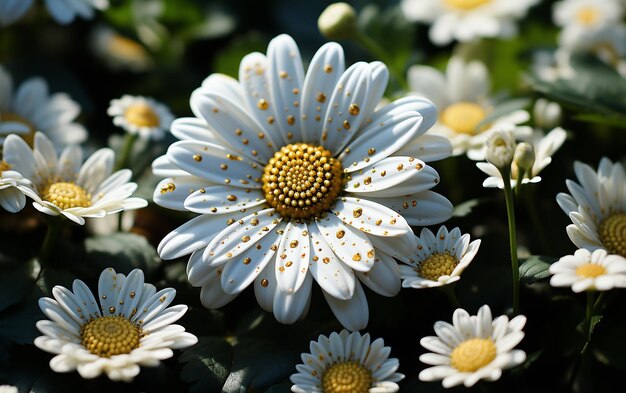 Creative Geoglyph with White Daisies on My Front Lawn