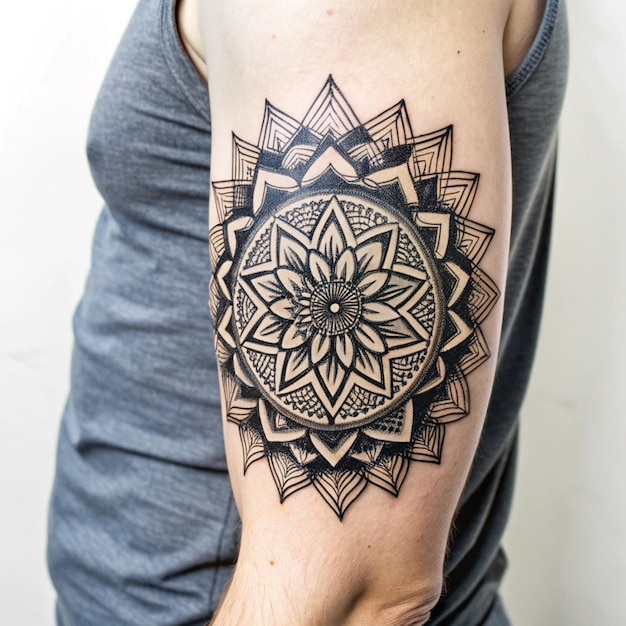 Photo creative geometric patterns and wildlife tattoo design