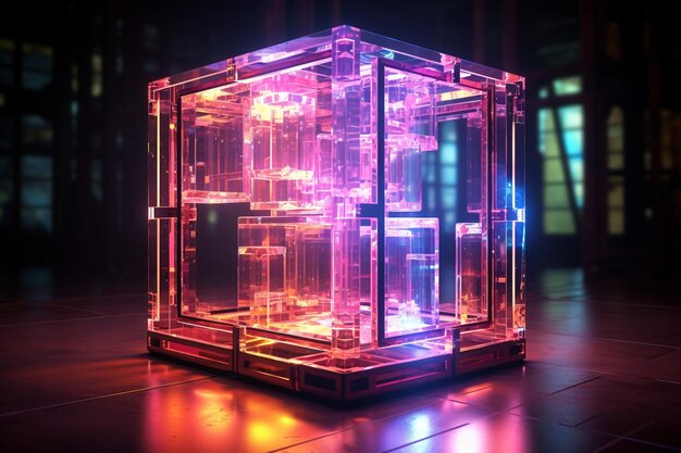 Creative glowing neon Holographic 3D Glow