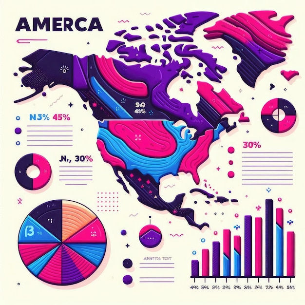 Photo creative gradient america map infographic