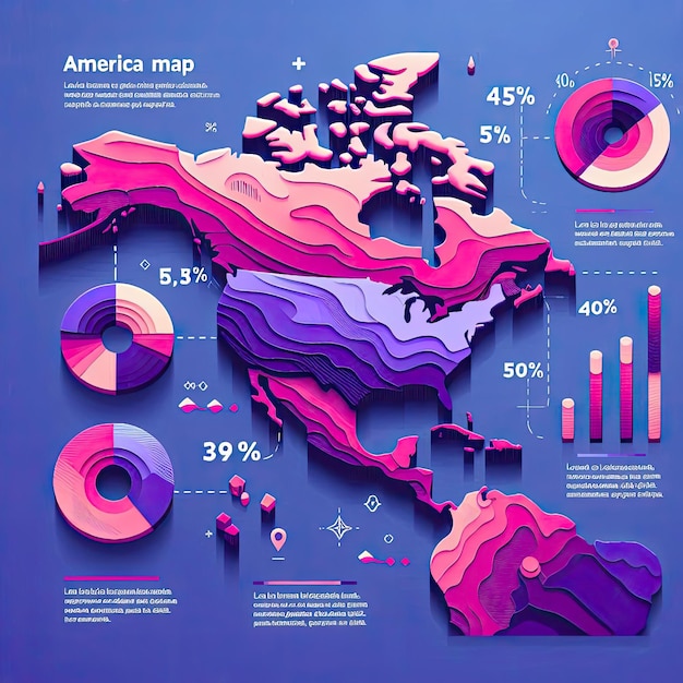 Photo creative gradient america map infographic