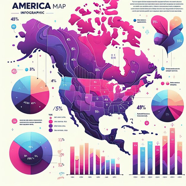 Photo creative gradient america map infographic