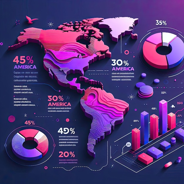 Photo creative gradient america map infographic