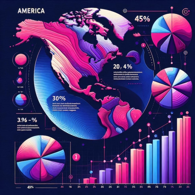 Photo creative gradient america map infographic