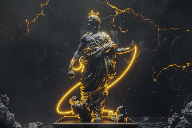 Photo creative greatest ancient greek god of olympus embodying the timeless allure of classical mythology against a stunning backdrop evoking the grandeur of the titans in a mesmerizing wallpaper