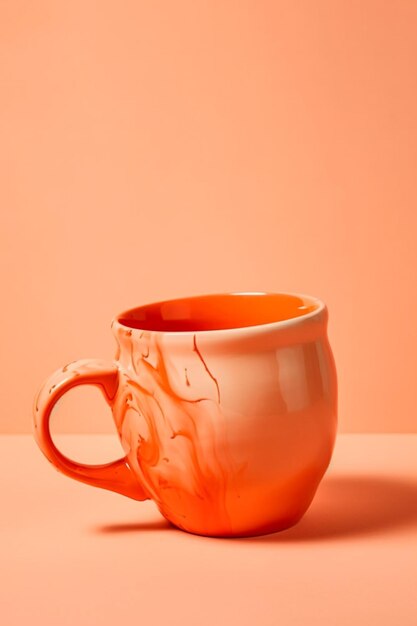 Creative handcraft ceramic mug for coffee or tea with abstract painting Generative AI