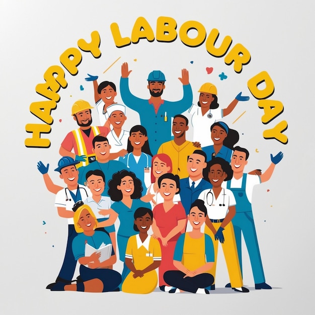 Photo creative happy labor day poster design