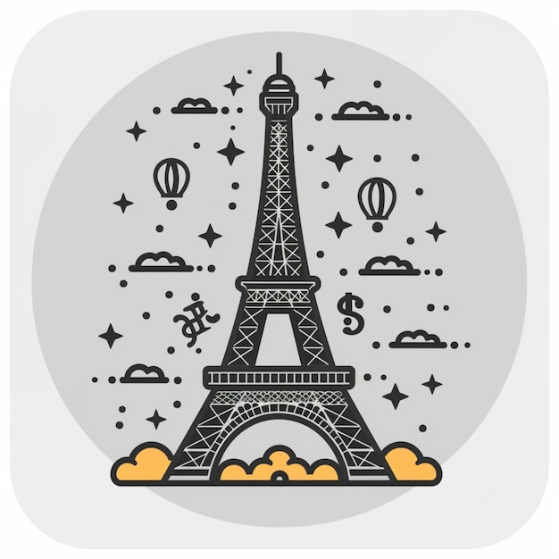 Creative icon design of Eiffel tower