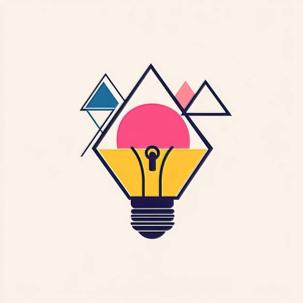 Photo creative idea concept light bulb with geometric shapes vector illustration