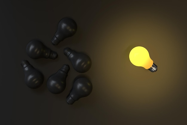 Creative Idea and Innovation Lightbulb 3d Rendering