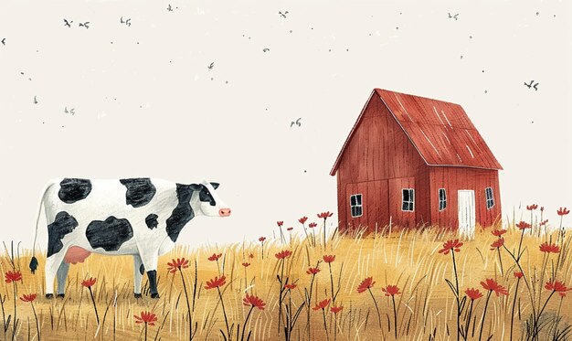 Photo creative illustration of a cow in a farm