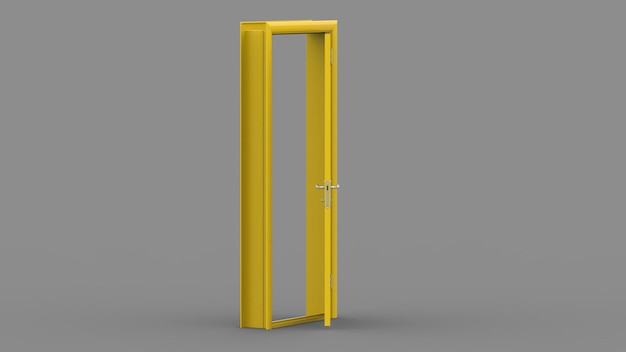 Creative illustration of open closed door entrance realistic doorway isolated on background 3d