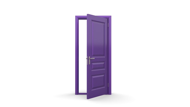 Creative illustration of open closed door entrance realistic doorway isolated on background 3d