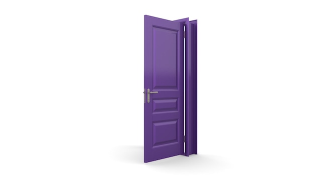 Creative illustration of open closed door entrance realistic doorway isolated on background 3d