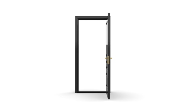 Creative illustration of open closed door entrance realistic doorway isolated on background 3d