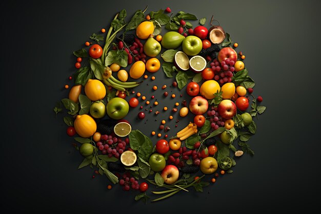 Photo creative layout of fruits