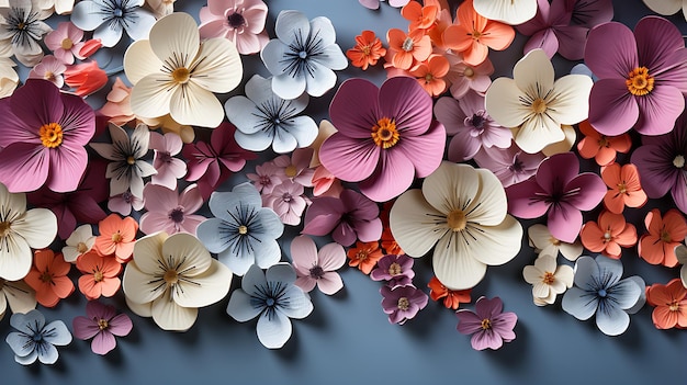 Creative layout made of different beautiful flowers