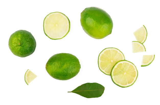 Creative layout made of lime. Flat lay. Food concept.