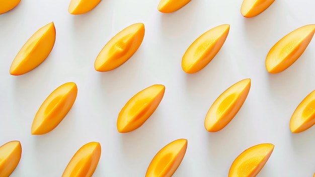 Creative layout made of mango on the white background Flat lay Food concept Generative AI