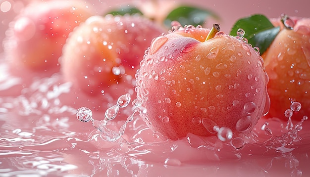 Creative Layout with Peaches and Juice Splashes