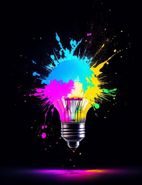 A Creative light bulb explodes with a colorful background Generative AI