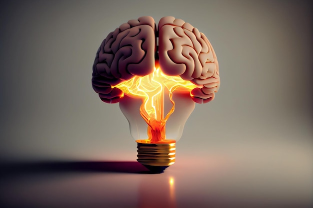 Creative light bulb with a brain AI Generate