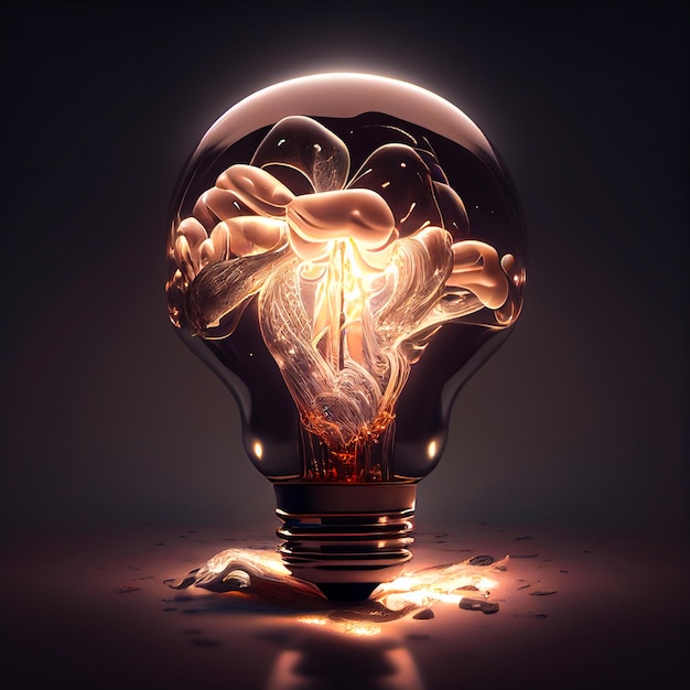 Creative light bulb with tubers of smoke and glow inside generated AI