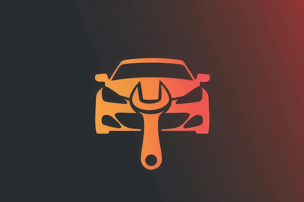 Photo a creative logo blends a car silhouette with a wrench symbol representing automotive service and repair concepts in a modern design style generative ai