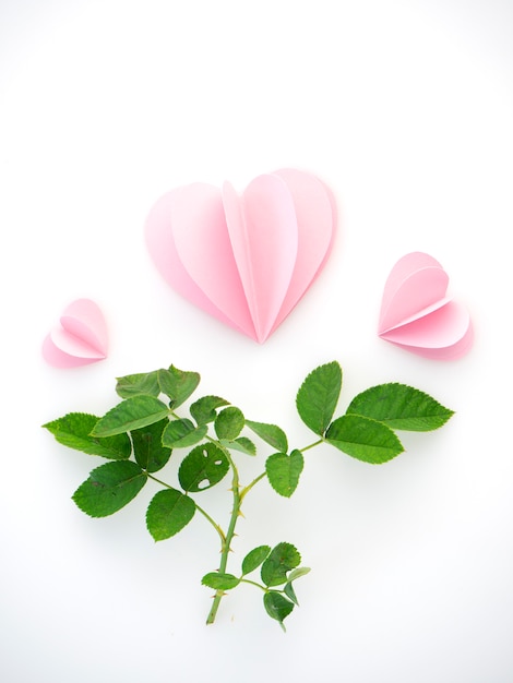 Creative love pink paper hearts