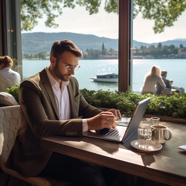 Creative Man Sitting in a Restaurant