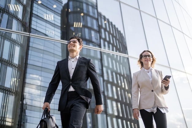 A creative manager a woman and a male colleague are working on a startup project